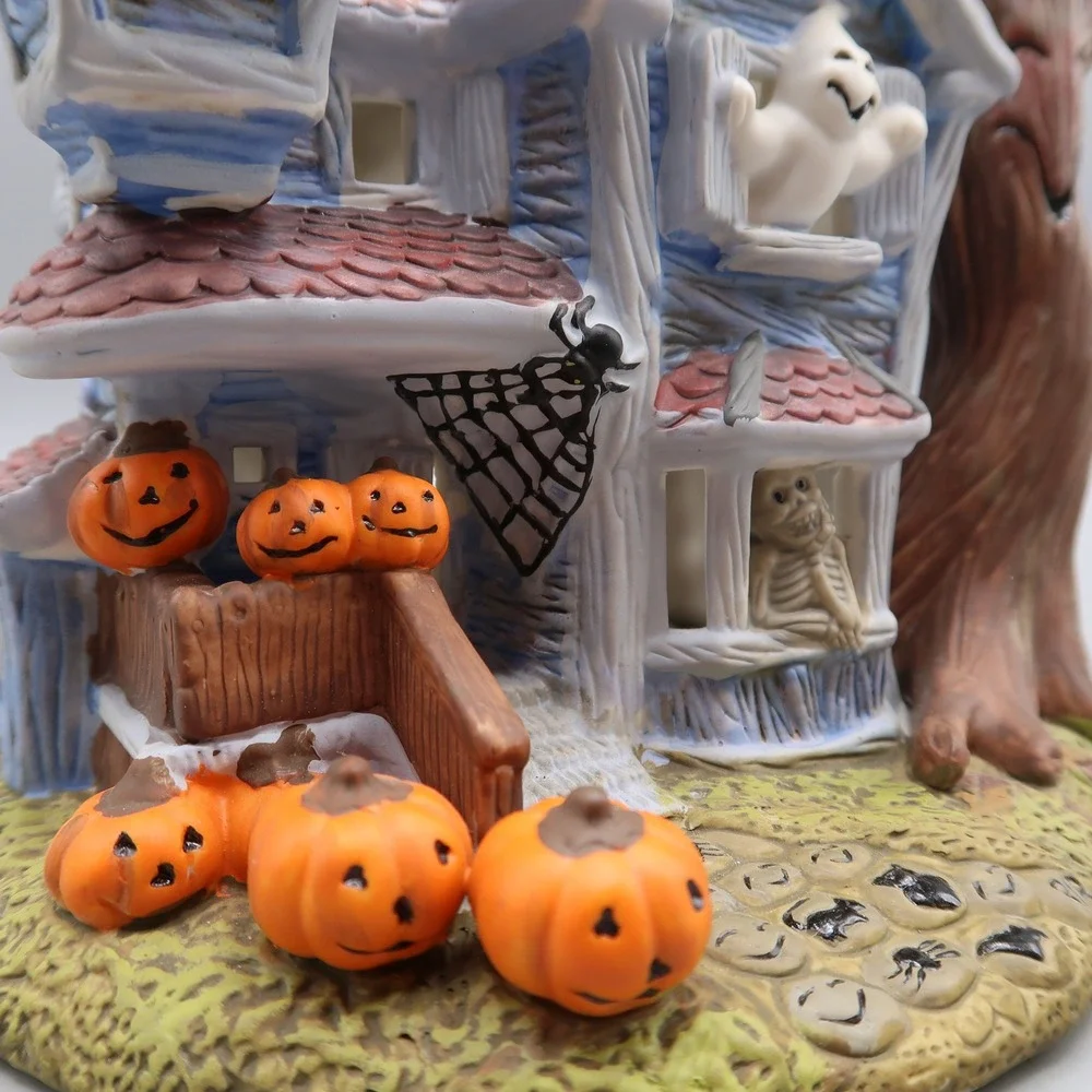 PartyLite Halloween Haunted House P8264 Ceramic Tea Light Candle Holder Decor